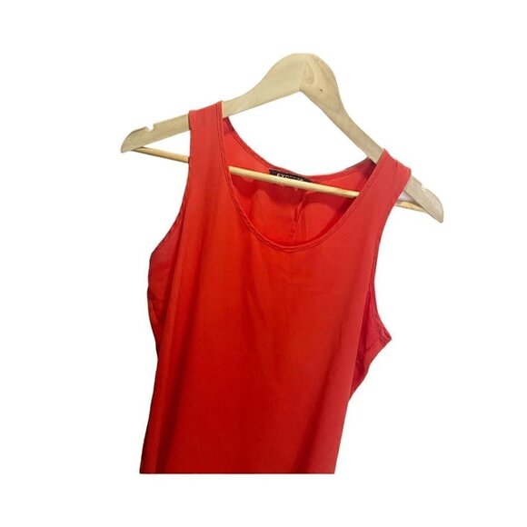 Express Red Sleeveless Lightweight Tank Blouse S Open Back Semi Sheer Casual - Picture 3 of 6